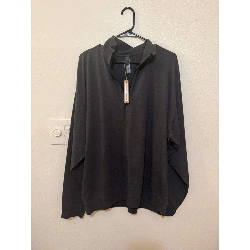 Skims Men's Jersey Lounge Quarter Zip Pullover Ash Size L NWT